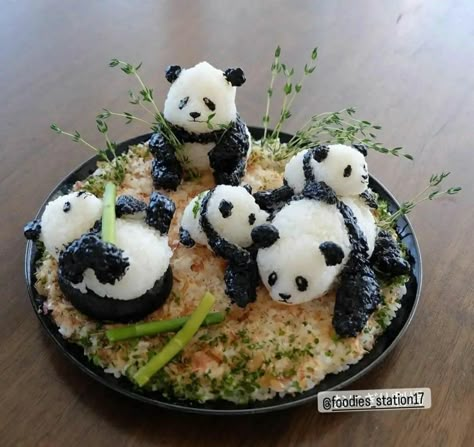 Panda Food, Cute Meals, Bento Lunchbox, Food Art For Kids, Kawaii Cooking, Amazing Food Art, Easy Food Art, Rice Balls, Kawaii Food