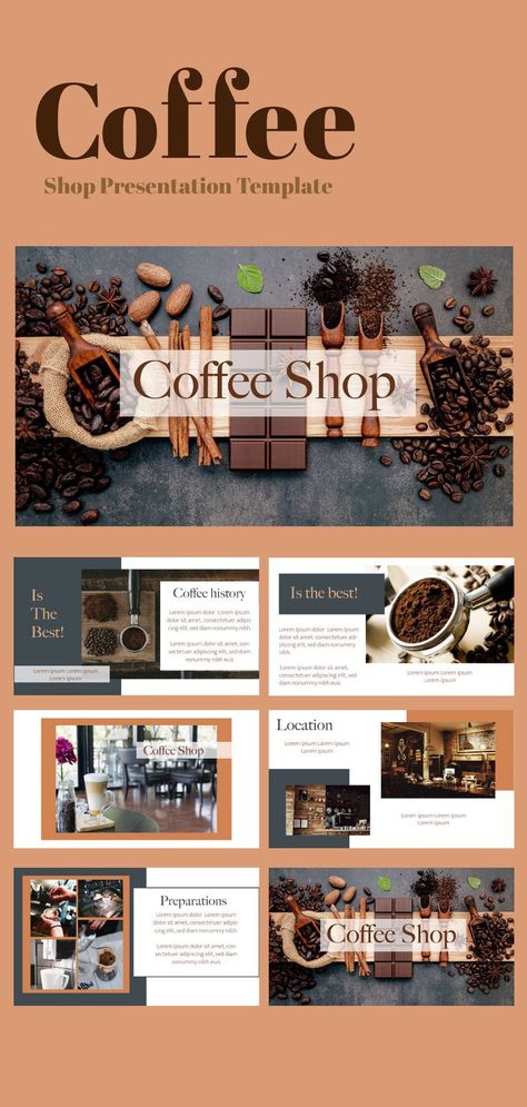 Coffee Ppt Template, Coffee Presentation Ideas, Minimalist Presentation Design, Coffee Profile, Behance Presentation, Coffee Shop Website, Coffee Template, Coffee Shop Business Plan, Company Profile Design Templates