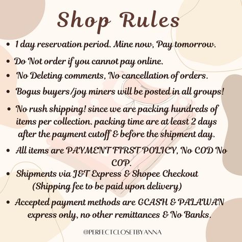 idea for small business owner shop rules graphic design Small Business Caption Ideas, Clothing Names Ideas Business, Preloved Clothes Name Ideas, Thrift Business Name Ideas, Small Business Names Ideas, Wigs Business, Idea For Small Business, Business Captions, Small Business Plan Ideas