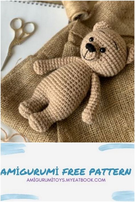 Amigurumi Bear Free Pattern - Amigurumi toys Amigurumi Bear Free Pattern, Crochet Teddy Bear Pattern Free, Crochet Bear Pattern, Teddy Bear Patterns Free, Bear Patterns Free, Crochet Bear Patterns, Amigurumi Bear, Crochet Toys Free, Crochet Teddy Bear Pattern