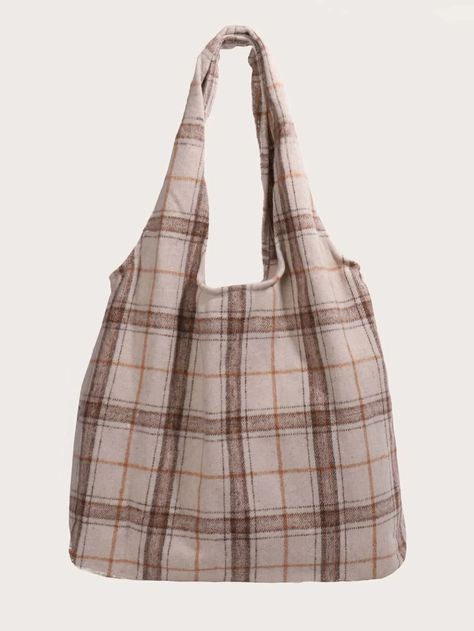 Plaid Pattern Tote Bag | SHEIN Plaid Tote Bag, Tote Pattern, Tote Bag Pattern, Bags Purses, Womens Tote, Plaid Pattern, Trendy Fashion, Reusable Tote Bags, Topshop