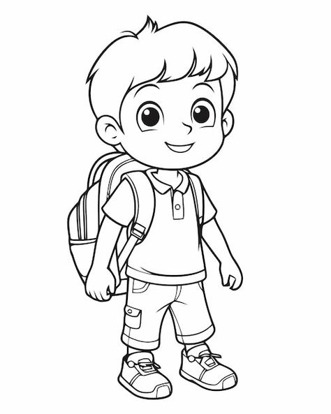 Boy Coloring Book, School Boy Drawing, Drawing Sketches Cartoon, Cartoon Boy Drawing, Boy Illustration Art, Boy Drawing Sketches, Free Cute Coloring Pages, Coloring Kindergarten, Boy Coloring Pages