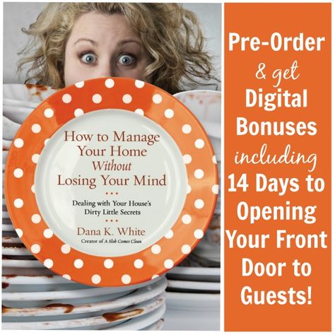 pre-order-how-to-manage-your-home-without-losing-your-mind-and-get-digital-bonuses-including-14-days-to-opening-your-front-door-to-guests Household Cleaning Checklist, Slob Comes Clean, Dana K White, A Slob Comes Clean, Clean Carpet, Losing Your Mind, Cheap Organization, Heart Palpitations, Dana White