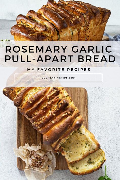 This Rosemary Garlic Pull-Apart Bread is the perfect addition to any meal! 🍞 Made with fluffy white dough infused with rosemary and garlic, it's rolled, twisted, and baked to golden perfection. Enjoy its delicious aroma and flavor, ideal for dipping in olive oil or savoring on its own. 🌿🧄 #HomemadeBread #RosemaryGarlic #BakingJoy #DeliciousEats Olive Oil Rosemary Bread, Pull Apart Garlic Bread, Rosemary Bread, Rosemary Garlic, Pull Apart Bread, Self Rising Flour, Delicious Bread, Pull Apart, Fresh Rosemary