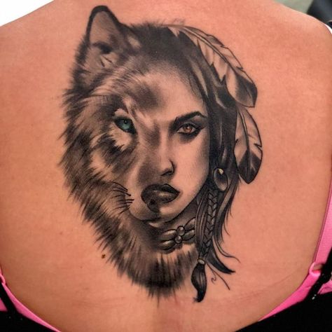 Indian Tattoos For Women, Spirit Animal Tattoo, Wolf Girl Tattoos, Wolf Tattoos For Women, Indian Tattoo Design, Animal Tattoos For Women, Native American Tattoos, Native Tattoos, Hip Tattoos Women