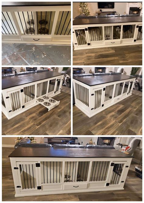 This gallery hosted by SmugMug; your photos look better here. Large Double Dog Kennel Furniture, 4 Dog Kennel Indoor, Tv Stand With Dog Kennel, Cool Dog Room Ideas, Diy Dog Kennel Tv Stand, Dog Kennel Plans Diy, Diy Dog Crate Tv Stand, Diy Double Dog Crate Furniture, Custom Dog Kennel Furniture