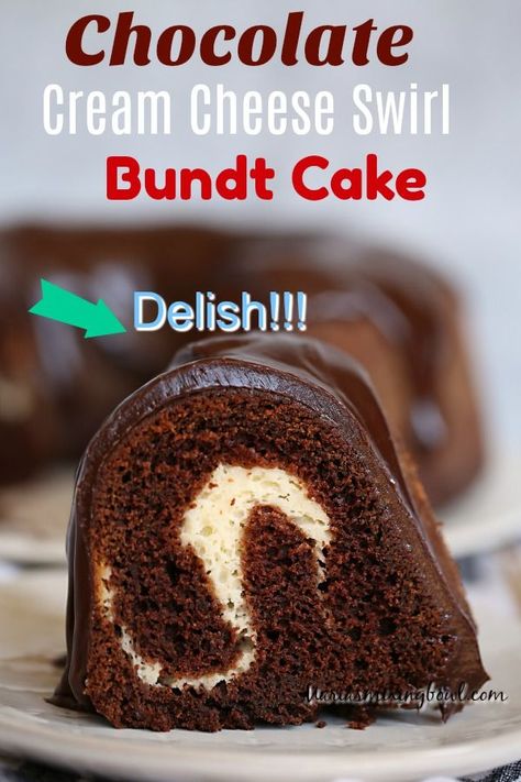 Chocolate Cream Cheese Bundt Cake, Moist Chocolate Bundt Cake, Swirl Bundt Cake, Cream Cheese Bundt Cake, Cream Cheese Swirl, Chocolate Bundt, Swirl Cake, Chocolate Bundt Cake, Chocolate Cream Cheese