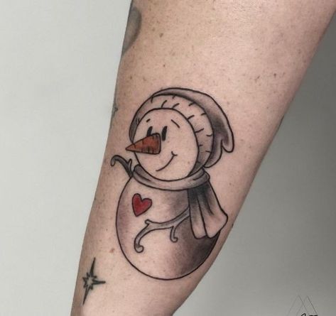 Snowman Tattoo Ideas, Snowman Tattoo Simple, Flask Tattoo, Winter Tattoo Ideas, Snowman Tattoo, Mehendi Designs For Kids, Winter Tattoo, Snow Tattoo, Snow Flake Tattoo