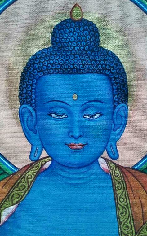 Budda Paint, Bhudha Pics Painting, Medicine Buddha Paintings, Buddha Drawing, Tessellation Art, Blue Buddha, Buddhist Art Drawing, Buddha Art Drawing, Medicine Buddha