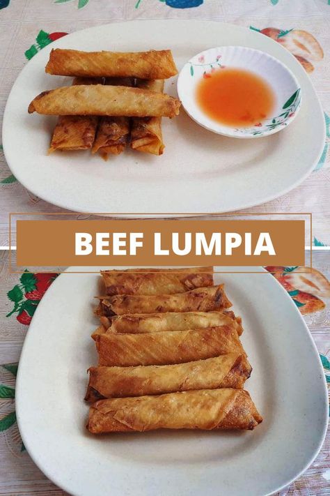 Filipino Lumpia Recipe Ground Beef, Philippine Egg Rolls, Best Lumpia Recipe Filipino, Beef Lumpia Recipe Filipino, Lumpia Recipe Filipino Beef, How To Make Lumpia, Egg Roll Filling Recipes Ground Beef, Baked Lumpia, Beef Lumpia Recipe