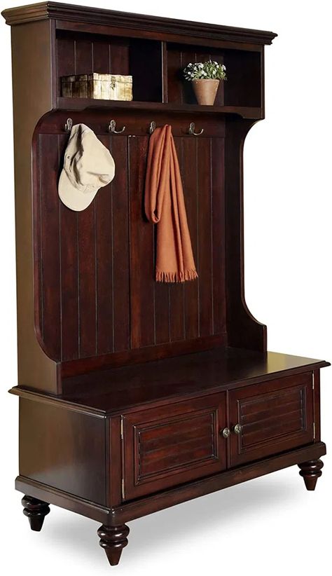 Hall Tree 40'' Wide Hall Tree Ideas, Bedroom Nightstand Decor Ideas, Nightstand Decor Ideas, Tree Hall, Bedroom Nightstand Decor, Hall Tree With Bench, Decorative Coat Hooks, Mediterranean Home Interior, Bedroom Hallway Decor