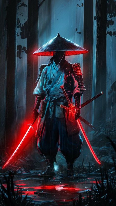 Samurai Photography, Strength And Honor, Samurai Illustration, Ninja Wallpaper, Japanese Art Samurai, Samurai Wallpaper, Samurai Artwork, Under The Moonlight, Ninja Art