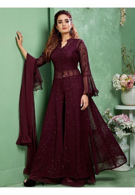 Plazo Suits, Baju Kahwin, Anarkali Dresses, Palazzo Style, Long Gown Design, Anarkali Dress Pattern, Pakistani Suit, Latest Dress Design, Shilpa Shetty