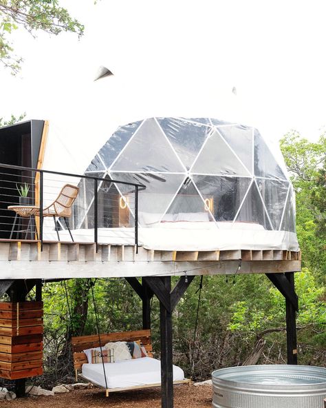 Tag a friend you would take here! 😍 #glamping #fredericksburg #camping Chimnea Outdoor, Glamping Business, Black Stove, Geo Dome, Portable Water Heater, Geodesic Dome Homes, Dome Homes, Glamping Tents, Geodesic Domes