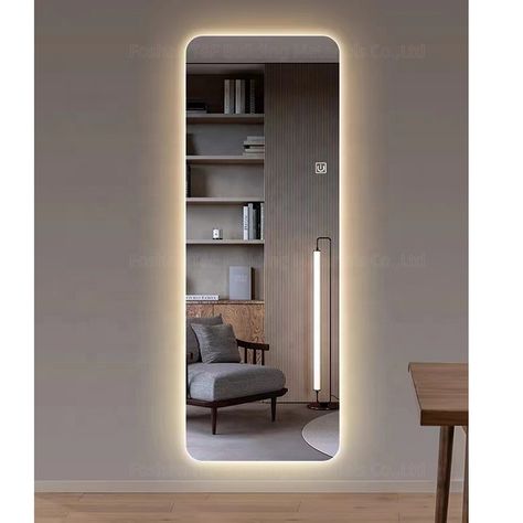 Full Length Beveled Mirror, Bathroom With Full Length Mirror, Full Body Wall Mirror, Aesthetic Full Length Mirror, Frameless Mirror Ideas, Tall Mirror Decor, Tall Mirror In Bedroom, Modern Dresser With Mirror, Body Length Mirror