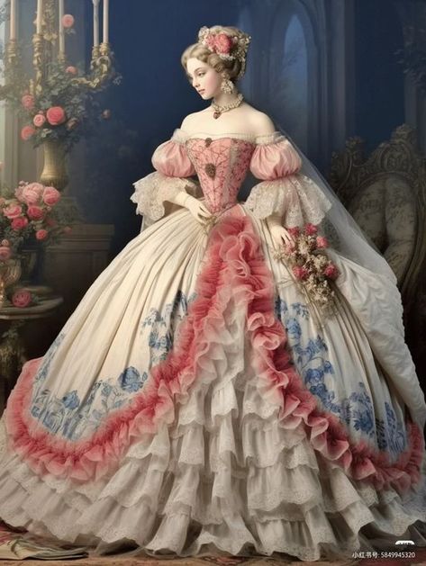 Victorian Era Dresses, Romantic Wedding Dress, Ballroom Gowns, Century Dress, Fairytale Fashion, Old Fashion Dresses, Fantasy Dresses, Saying No, Fantasy Gowns