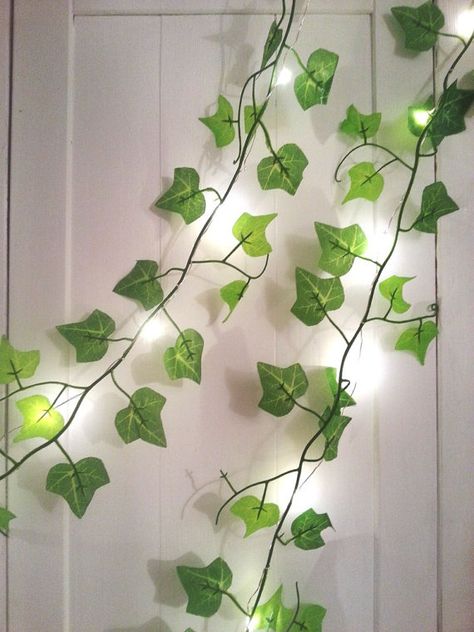 Calm Apartment, Window Porch, Forest Bedroom, Christmas Woodland, Fabric Leaves, Led Fairy String Lights, How To Make Greens, Paper Flower Wall Decor, Green Ivy