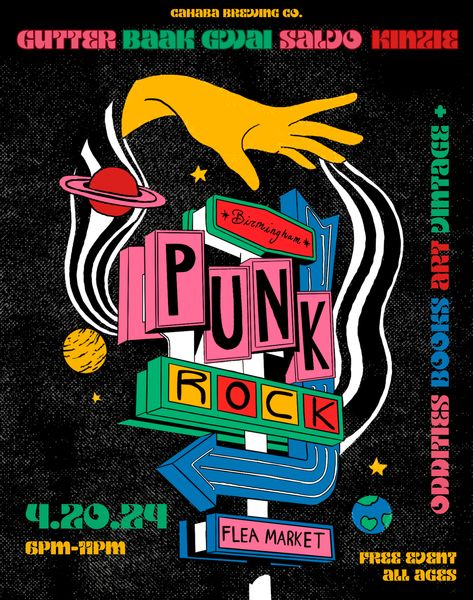 Birmingham | Alabama | Birmingham Punk Rock Flea Market Rock Festival Poster, Alabama Birmingham, Festival Branding, Rock Fest, Boho Punk, Concert Flyer, Rock Festival, Punk Design, Rock Festivals