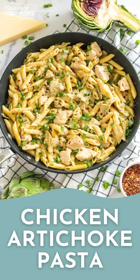 This Chicken Artichoke Pasta can be prepared and ready to eat in 30 minutes. You will love the tender chicken, flavorful artichokes, and creamy sauce. Chicken Artichoke Pasta is a simple yet satisfying recipe that’s perfect for both experienced cooks and beginners. This dish offers a harmonious blend of savory and creamy that will keep you coming back for more. Chicken Bacon Artichoke Pasta, Chicken Artichoke Recipes Pasta, Creamy Chicken Artichoke Pasta, Chicken With Artichokes, Creamy Artichoke Pasta, Pasta With Artichokes, Lemon Chicken Artichoke Pasta, Chicken And Artichokes, Chicken Artichoke