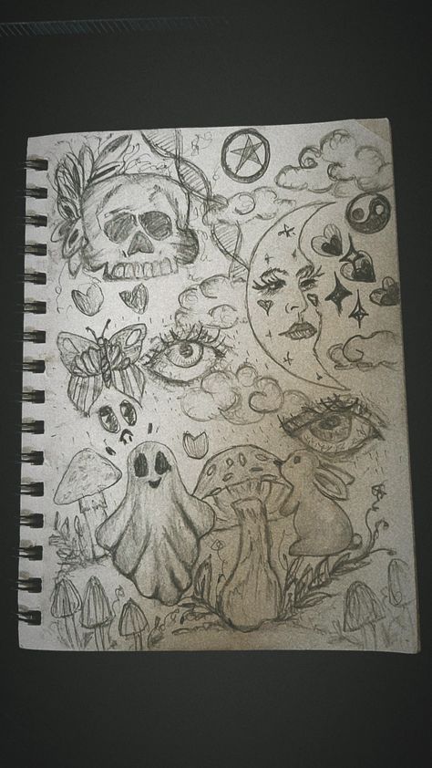 Its a doodle/scribbling theme is spooky Halloween Spooky Sketch Ideas, Simple Halloween Sketches, Cute Spooky Doodles, Spooky Pumpkin Drawing, Halloween Doodles Aesthetic, Ghost Doodles, Paintings Halloween, Halloween Art Drawing, Ghost Sketch