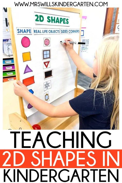 Looking for some strategies you can use when teaching 2D shapes in kindergarten? In this post, I break down some of my favorite ways to teaching 2D shapes including resources and 2D shape anchor chart ideas. Kindergarten 2d Shape Activities, Teaching 2d Shapes Kindergarten, Pattern Anchor Chart Kindergarten, Shape Lessons For Kindergarten, Kindergarten 2d Shapes, Shapes Anchor Chart Kindergarten, 2d Shape Anchor Chart, 2d Shapes Anchor Chart, Shape Activities For Kindergarten