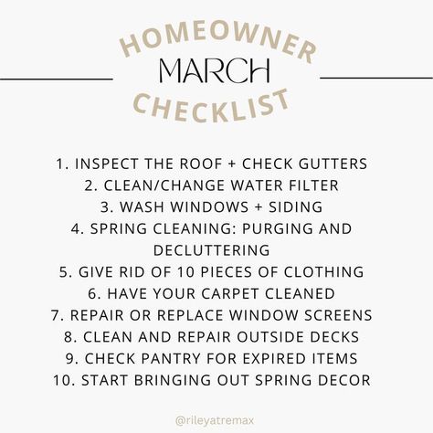 March Checklist, Homeowner Checklist, Happy Homemaking, Calendar Management, Home Maintenance Checklist, House Chores, Home Management, Organization Planning, Cleaning Checklist