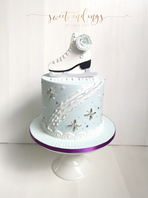 Figure Skating Cake, Ice Skating Birthday Cake, Ice Skating Cake, Skating Cake, Skate Cake, Roller Skate Cake, Sports Cakes, Ice Skating Party, 12 Cake