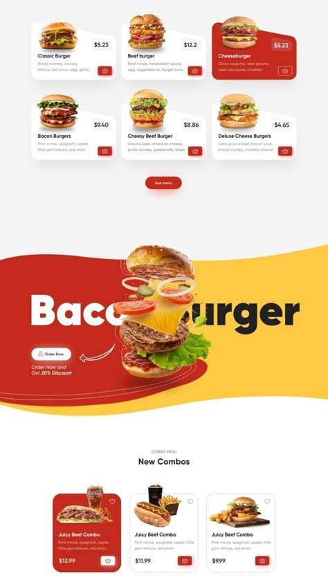 Best Burger Website Burger Restaurant Website Design, Burger Menu Design Layout, Burger Website Design, Burger Menu Design, Webpage Design Layout, Food Website Design, Desain Ux, Menu Burger, Website Menu