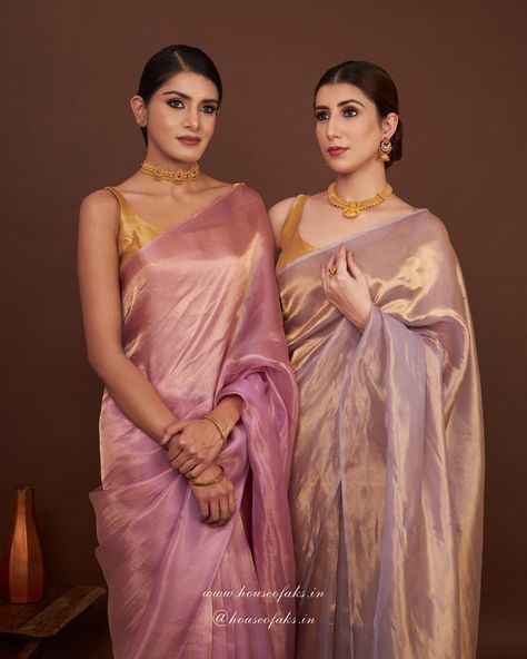 ~ R E G A L ~ 🛶🤍🌊✨🌅🪔 Introducing Blush Royale and Rose Gold Whisper from the Tissue silk edit. ✨ These exquisite tissue silk sarees, with their soft blush and rose gold hues, radiate grace and sophistication. Let these delicate drapes speak the language of elegance and elevate your style for unforgettable occasions. 🌸✨ Shop now on www.houseofaks.in (link in bio) 💗 { Tissue silk saree, handmade saree, Banarasi Silk } #tissuesilksaree #tissuesilk #ethnicwear #saree #silksaree #handmade... Pink Tissue Saree, Rose Gold Saree, Silk Tissue Saree, Handmade Saree, Tissue Sarees, Tissue Silk Saree, Bridesmaid Saree, Saree Banarasi, Tissue Saree