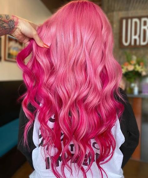 Dark Pink Hair Color Ideas, Pink Haircut, Summer Hair Styles, Hairstyles For Thinning Hair, Dark Pink Hair, Pink Ombre Hair, Pink Hair Dye, Hot Pink Hair, Coloured Hair