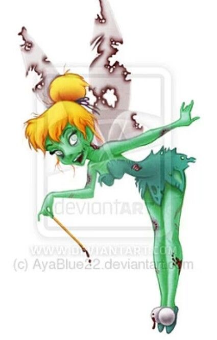 Goth Tinkerbell, Disney Princess Zombie, Creepy Disney, Dark Disney Princess, Dark Disney Art, Zombie Princess, Tinkerbell Pictures, Goth Disney, Zombie Halloween Costumes