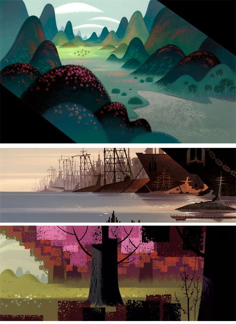 background Scott Wills Backgrounds, Simple Animation Background, Samurai Jack Concept Art, Samurai Jack Art, Samurai Jack Background, Scott Wills, Simple Background Design, Scenery Art, Bg Design