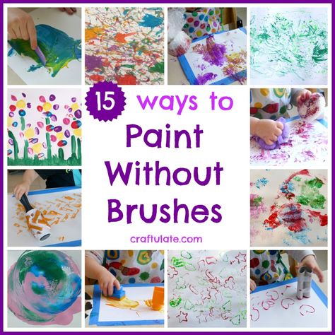 15 Ways to Paint Without Brushes - Craftulate Painting Without Brush Ideas, Paint Without Brushes, Painting Without Brushes, Different Ways To Paint, Art Pins, Preschool Arts And Crafts, Painting Activities, Pediatric Dentistry, Kindergarten Art