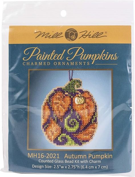 Amazon.com: Mill Hill Counted Cross Stitch Pumpkin, Multi Cross Stitch Pumpkin, Stitch Pumpkin, Cross Stitch Sunflower, Pumpkin Ornament, Mill Hill, Hand Embroidery Kits, Cross Stitch Thread, Needlework Patterns, Painted Ornaments