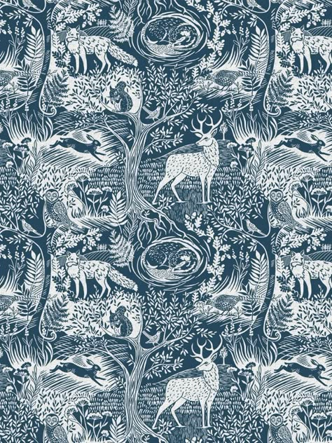 Winter Woods Wallpaper, Log Cabin Wallpaper, Blue Wallpaper Living Room, Whimsy Wallpaper, Mystical Wallpaper, Nordic Wallpaper, Woods Wallpaper, Fox Wallpaper, Grand Room