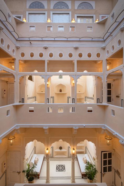 Modern Rajasthani Interiors, Traditional Hotel Design, Rajasthani Haveli Design, Rajasthani House Design, Rajasthani House, Futuristic Classroom, Rajasthani Haveli, Rajasthani Architecture, Drawing Room Concept