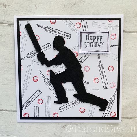 Cricket Themed Birthday Cards, Cricket Birthday Cards Handmade, Cricket Cards Ideas, Cricket Birthday Cards, Cricket Bat And Ball, Cricket Cards, Bat And Ball, Anniversary Scrapbook, Creative Birthday Cards