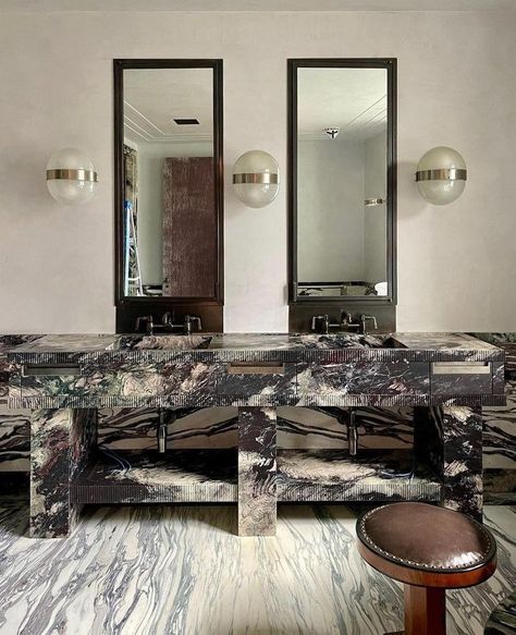 BAS Stone (@basstonenyc) • Instagram photos and videos Celine Aesthetic, Steven Gambrel, Marble Interior, Roosevelt Hotel, Parisian Interior, The World Of Interiors, Knysna, Primary Bathroom, Bathroom Design Inspiration