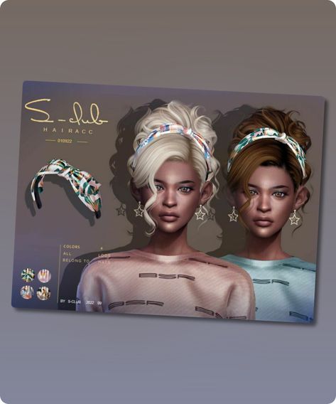 Sims 4 HAIR BAND for female sims HAIR BAND with 4 colors, for female sims, hope you like, thank you! Revision: 4 Filesize: 1 MB Recoloring Allowed: Yes – Uploaded on TSR only Polycount LOD 0 (highest): 5K Polycount LOD 1: 3000 Polycount LOD 2: 1500 Polycount LOD 3 (lowest): 650 Author: S-Club #sims4cc #accessories #gaming #sims #sims4 Sims4cc Accessories, Female Sims, Mod Jacket, Sims 4 Cc Download, Cc Furniture, Model Nails, Sims 4 Cc Furniture, Sims Hair, Best Sims