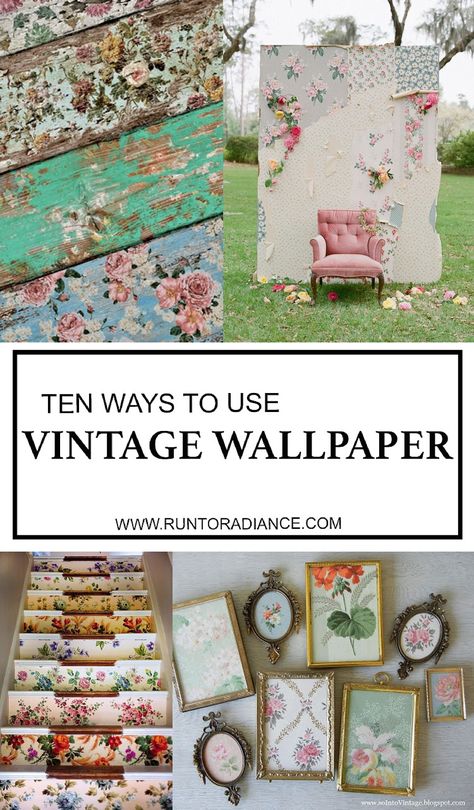 Love this smart round up of ten ways to use vintage wallpaper! Totally keeping my eyes open for some now...my favorite is number 6. Computer Love, Wallpaper Crafts, Image Transfers, Wallpaper Project, Wallpaper Interior, Inspire Me Home Decor, Eyes Open, Trendy Wallpaper, Number 6