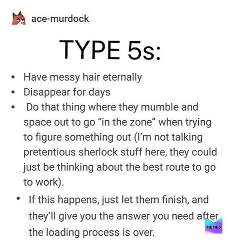 Ass Tronaut on Instagram: “I have a reputation for ruining jokes by taking them too literally and “mythbusting” them and I’m starting to think it’s a 5 thing bc ya’ll…” Enneagram 5 Characters, Enneagram 5w6, Intj 5w6, Enneagram 4w5, 5 Enneagram, Intj Infj, Tumblr Textpost, Type 5 Enneagram, Infj Isfj