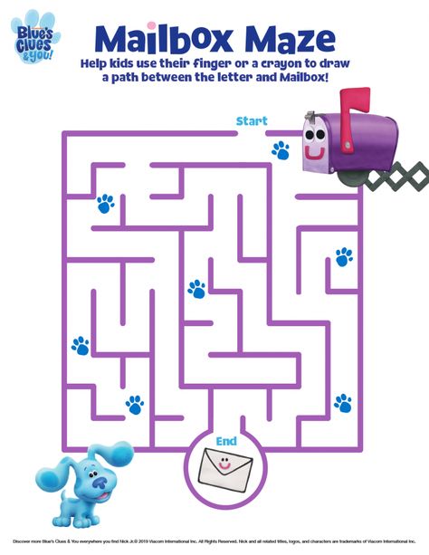 Diy Blues Clues Party, Blues Clues Paw Print, Blues Clues Games, Blues Clues Party Supplies, Blue's Clues Birthday Party, Clue Party, Printable Mazes, Blue's Clues And You, Blue's Clues