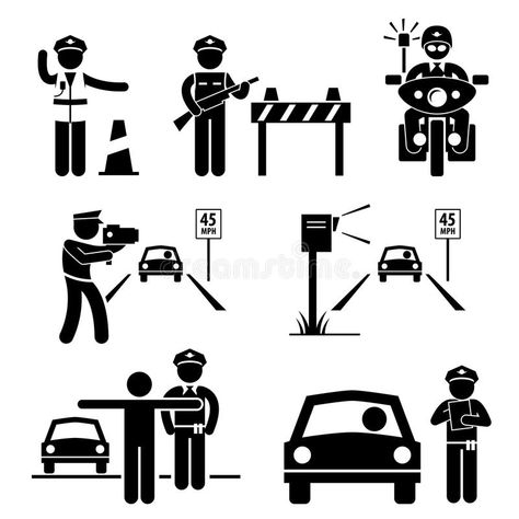 Police Officer Traffic on Duty Pictogram Icon. A set of human pictogram represen , #AFF, #Pictogram, #Icon, #set, #Duty, #Police #ad Police Cops, Traffic Police, Man Vector, Stick Figure Drawing, Fire Brigade, Stick Figure, Stick Figures, High Five, Free Vector Art