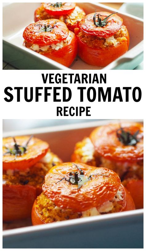 A simple stuffed tomato recipe - such a quick and easy dish to prepare, plus it's super healthy too! Lent Meals, Stuffed Tomato, Bulgur Wheat, Tomato Recipe, Vegetarian Salad, Stuffed Tomatoes, Tomatoes Recipe, Healthy Vegetable Recipes, Vegetarian Salads