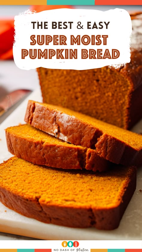 Super Moist Pumpkin Bread, Gluten Free Holiday Recipes, Pumpkin Bread Easy, Moist Pumpkin Bread, Pumpkin Loaf, Turbinado Sugar, Holiday Baking Recipes, Pumpkin Bread Recipe, Bread Recipes Sweet