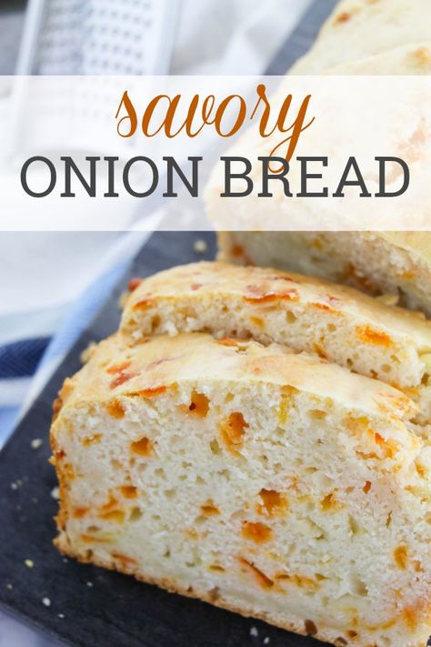 Best Savory Bread Recipes, Savoury Loaf Bread, Onion Cheese Bread Recipe, Cheese And Onion Bread Machine, Bread Machine Onion Bread, Onion Walnut Bread, Onion Quick Bread, Savory Breads Loaf, Savory Quick Breads Recipes