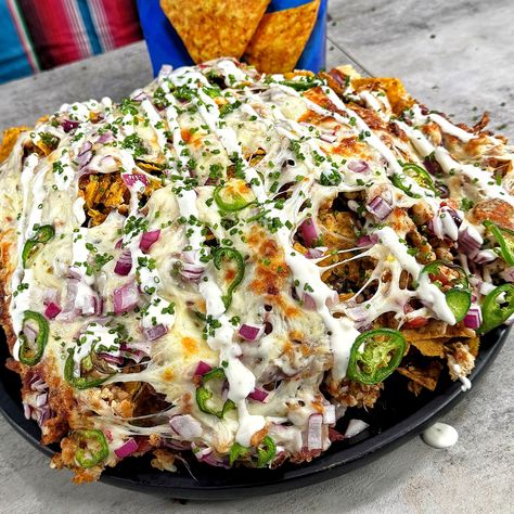 Air Fryer Chicken Bacon Ranch Nachos Pizza Pull Apart Bread, Pizza Pull Apart, Pull Apart Pizza Bread, Peach Pie Filling, Beef Bacon, Pull Apart Bread, Nachos Recipe, Chicken Bacon Ranch, Bacon Ranch