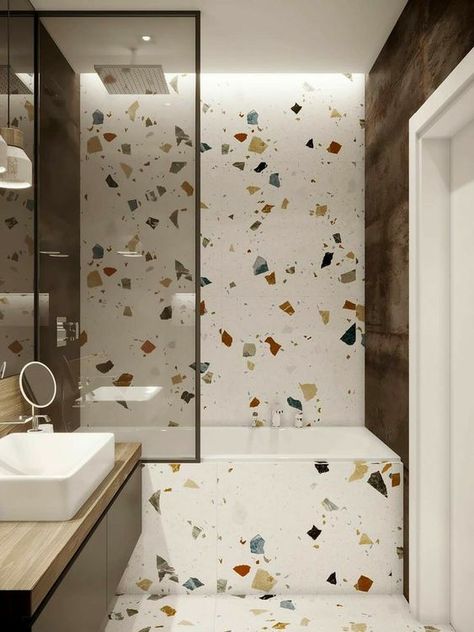 6 Great Marble Alternatives For Around Your Home - Chloe Dominik Terrazzo Bathroom, Modern Terrazzo, Baths Interior, Bathroom Design Luxury, Beautiful Bathrooms, Modern Bathroom Design, Cheap Home Decor, Bathroom Makeover, Bathroom Inspiration