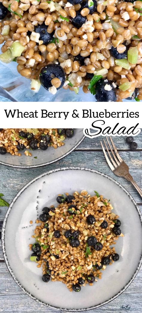 Wheat Berry Apple Salad, Wheatberry Salad Recipes, Wheat Berries Recipe, Wheatberry Recipes, Big Salad Recipes, Wheat Berry Salad Recipes, Wheatberry Salad, Chickpea Feta Salad, Wheat Berry Recipes