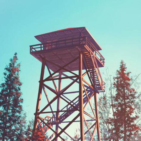 Watchtower Aesthetic, Fire Watch Tower Interior, Firewatch Aesthetic, Firewatch Tower Aesthetic, Fire Watch Tower, Firewatch Tower, Park Ranger Aesthetic, Ranger Aesthetic, Fire Watch